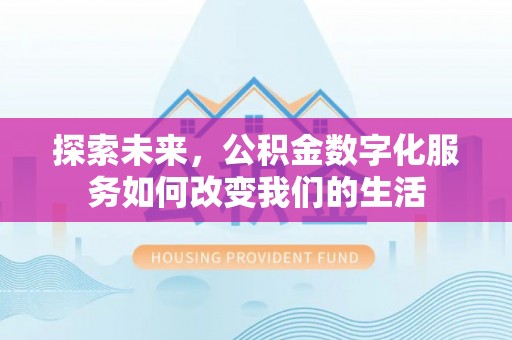 扶沟探索未来，公积金数字化服务如何改变我们的生活